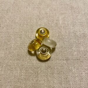 Glass Charm Beads Set – Yellow & Cream (Fits Pandora-Style Bracelets)